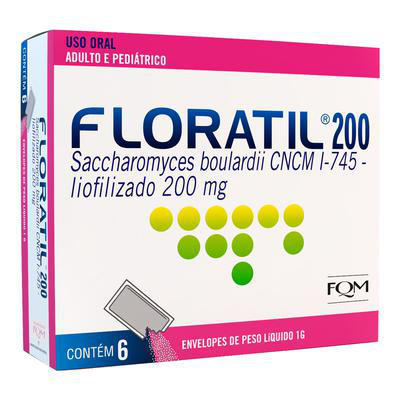Probiótico Floratil 200mg 6 envelopes de 1g - FQM
